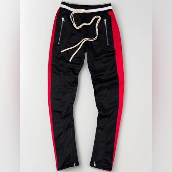 Fear Of God Silk Joggers Black and Red Men's Pants Sweats Size L TTS